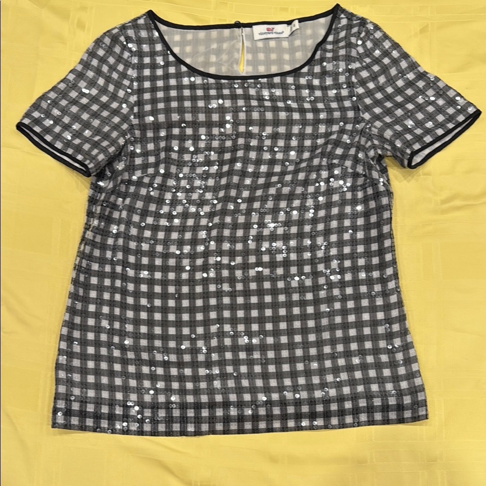 Vineyard Vines Gingham Sequin Top